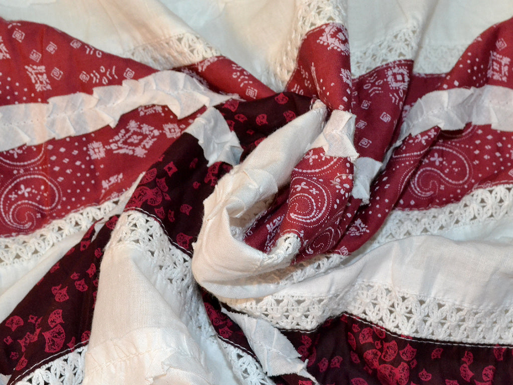 Red and White  Cotton Patchwork Fabric
