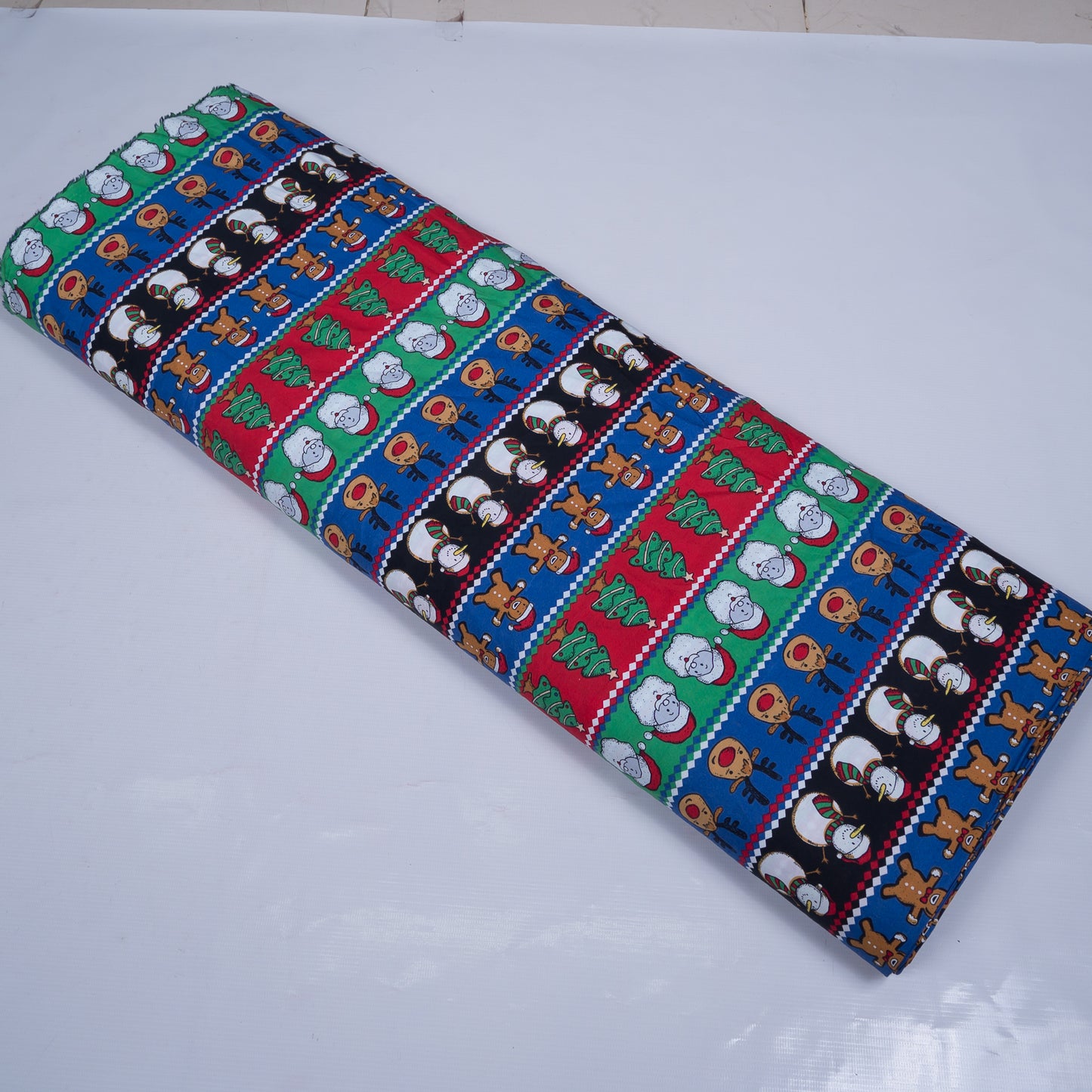 Multi Color Christmas Tree & Snowman Cotton Print