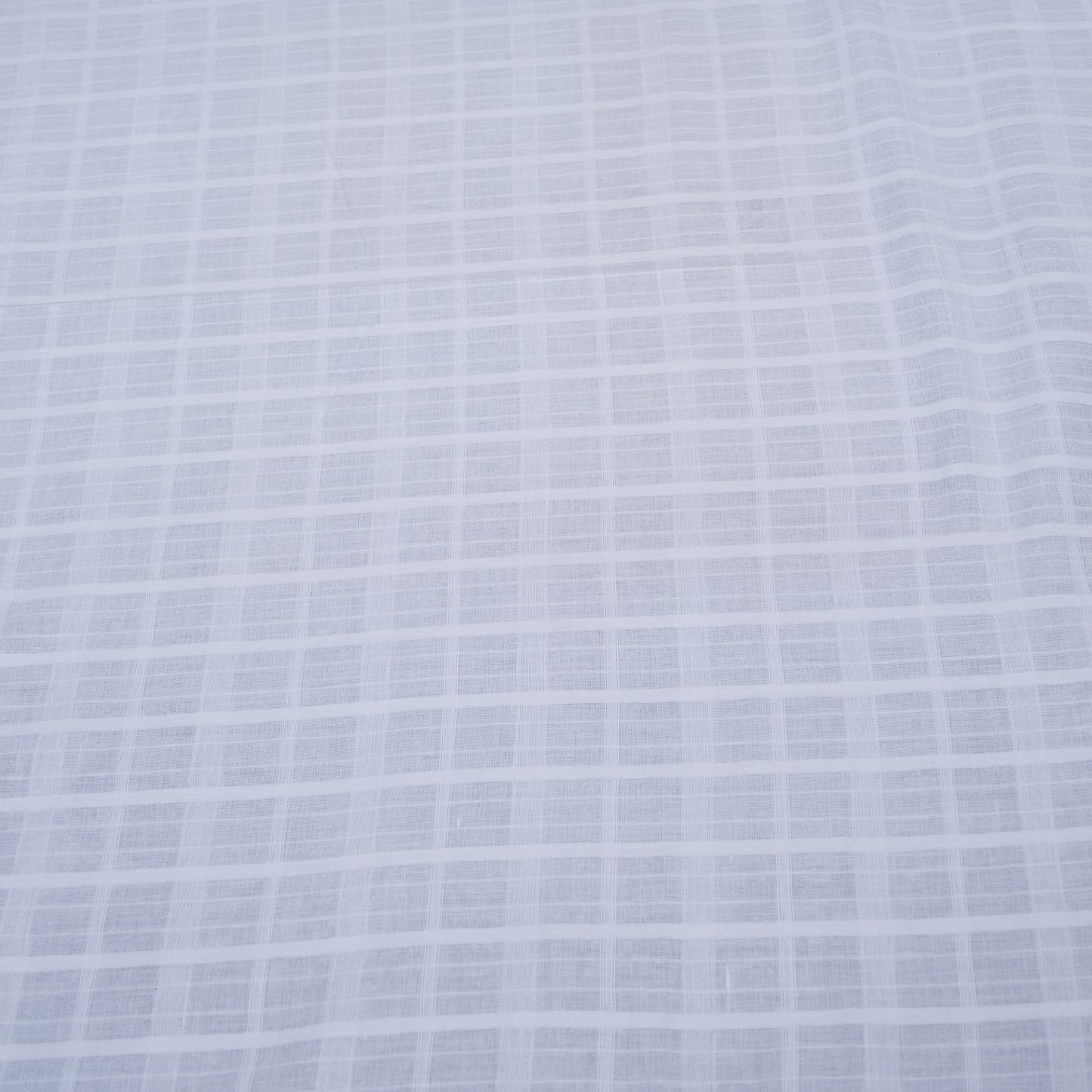 White Self Leeno Cotton Check Dyeable Fabric