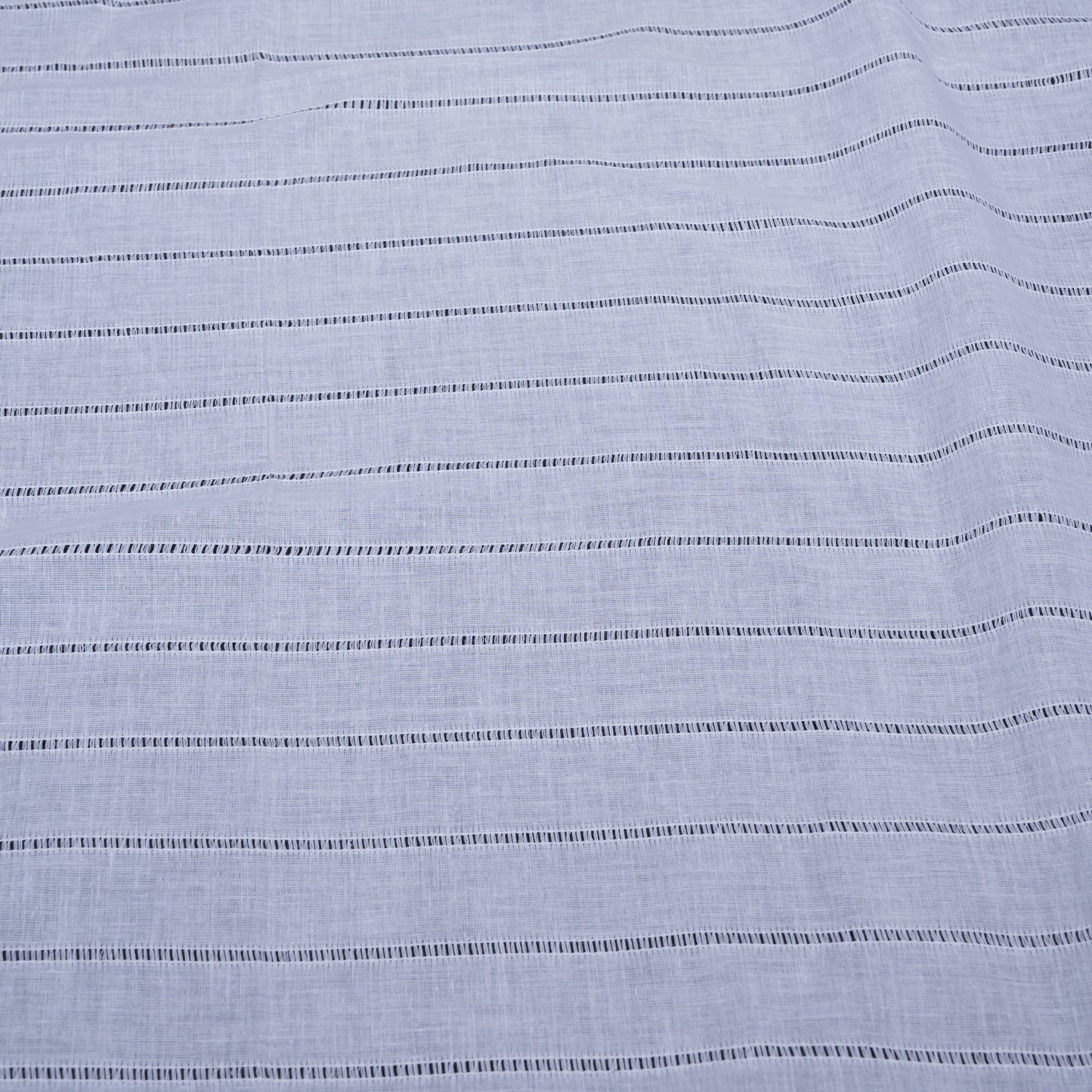 White Self Leeno Cotton Stripe Dyeable Fabric