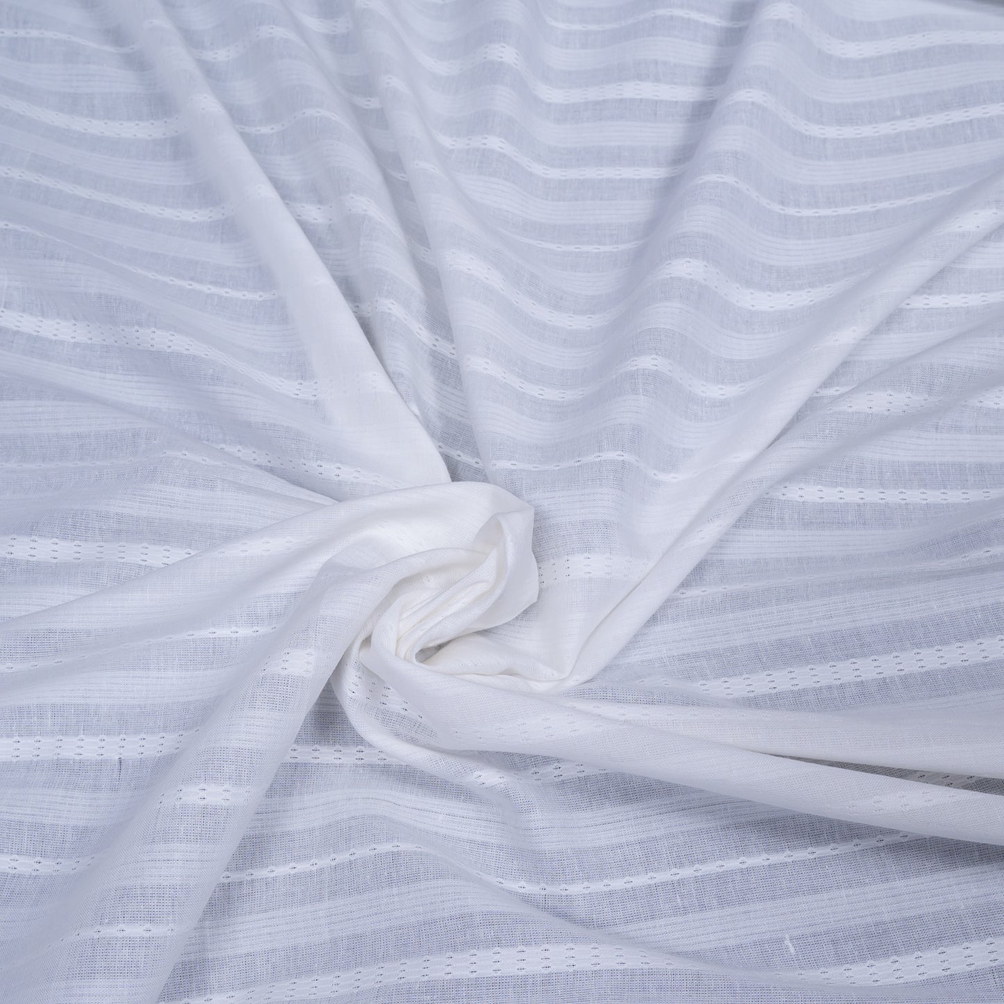 White Self Leeno Cotton Stripe Dyeable Fabric