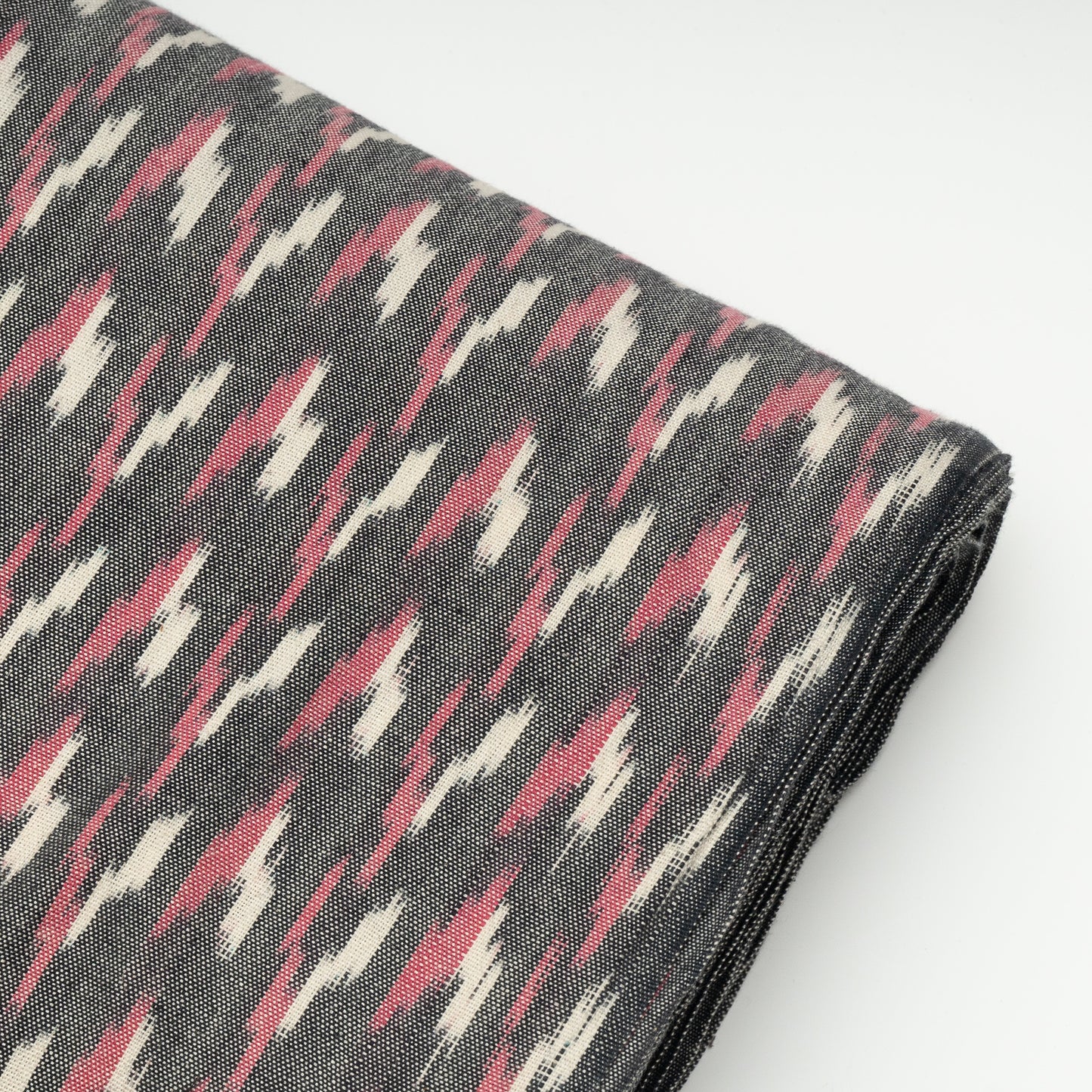 Pink, Grey & White Thick Cotton Handloom Ikat (Sku: IK-297)