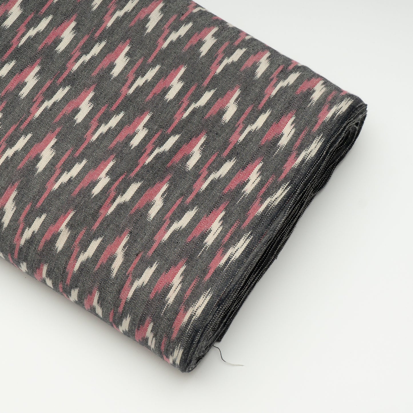 Pink, Grey & White Thick Cotton Handloom Ikat (Sku: IK-297)