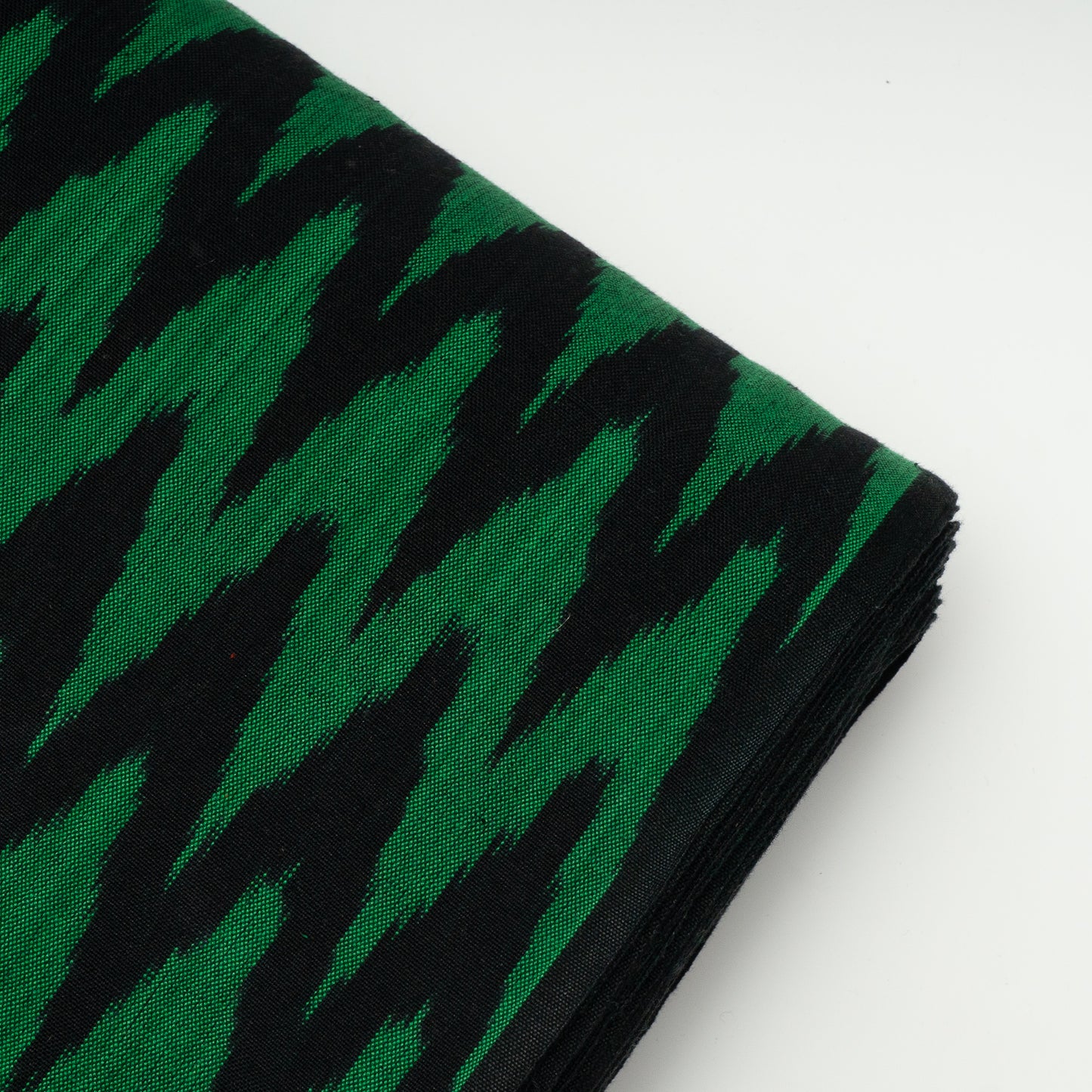 Green & Black Chevron Thick Cotton Handloom Ikat (Sku: IKK-535)