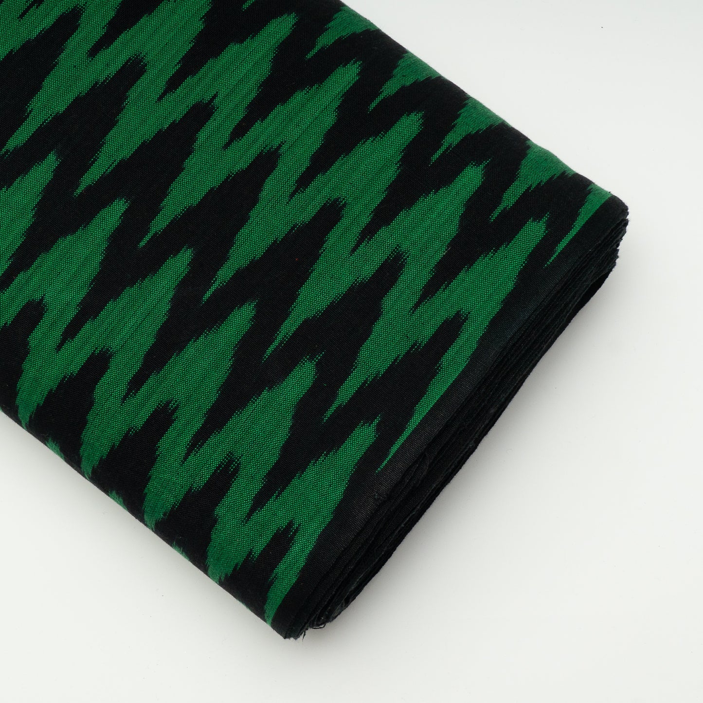 Green & Black Chevron Thick Cotton Handloom Ikat (Sku: IKK-535)