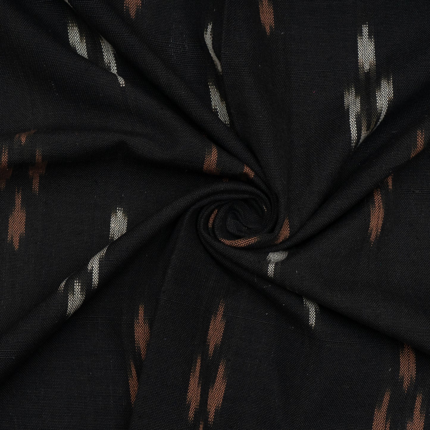 Brown, White & Black Thick Cotton Handloom Ikat (Sku: IK-441)