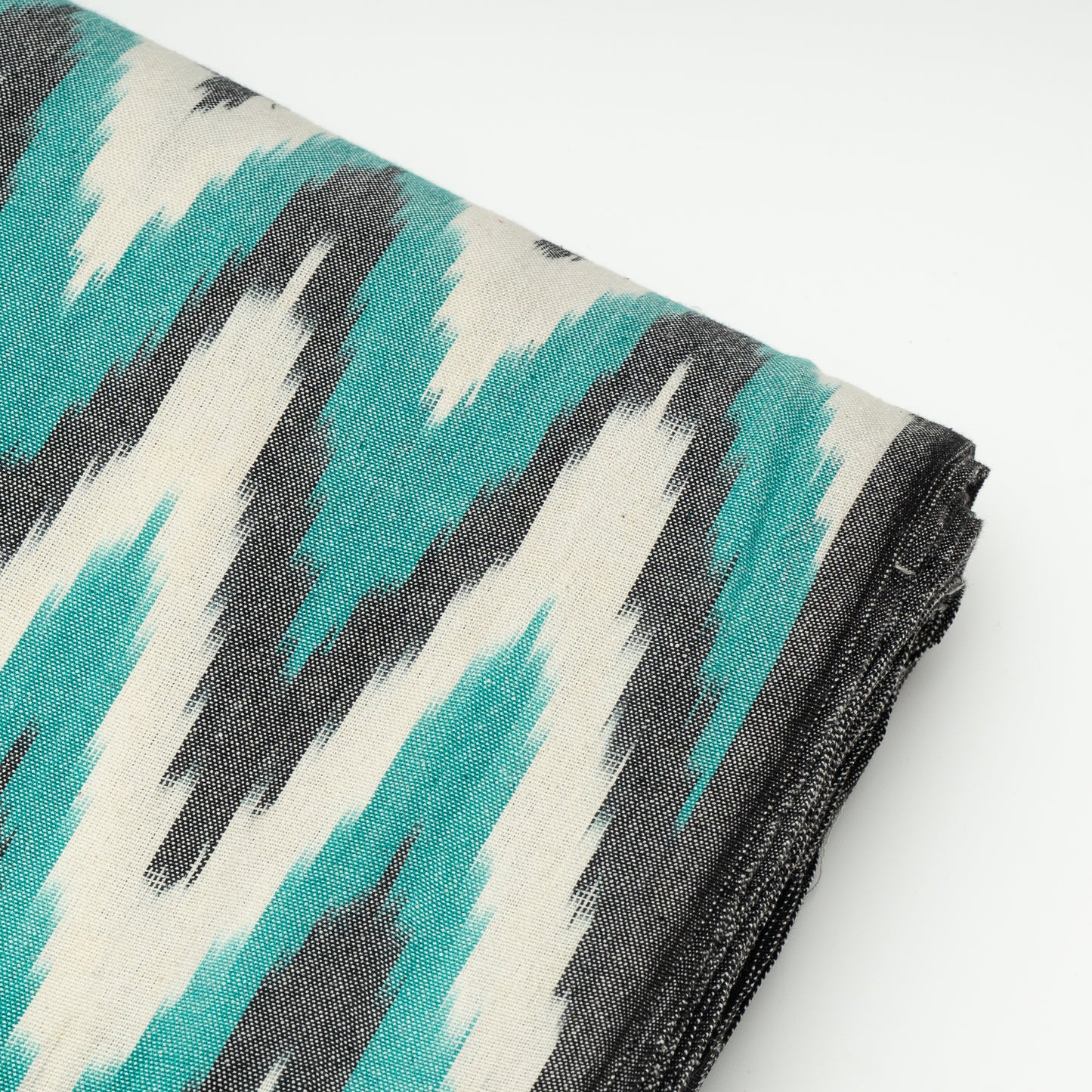 Green & White Chevron Thick Cotton Handloom Ikat (Sku: IK-317)