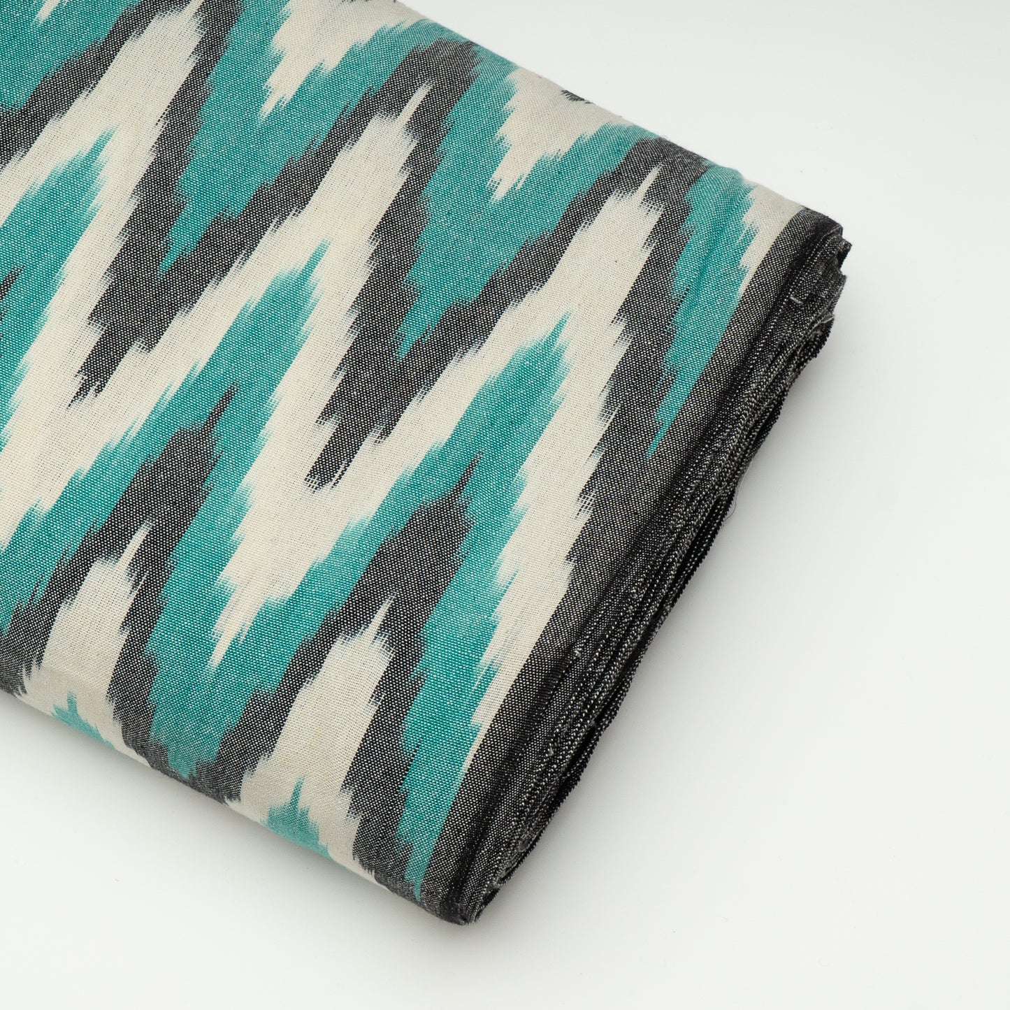 Green & White Chevron Thick Cotton Handloom Ikat (Sku: IK-317)