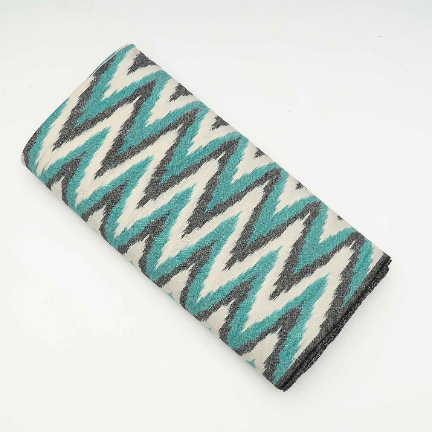 Green & White Chevron Thick Cotton Handloom Ikat (Sku: IK-317)