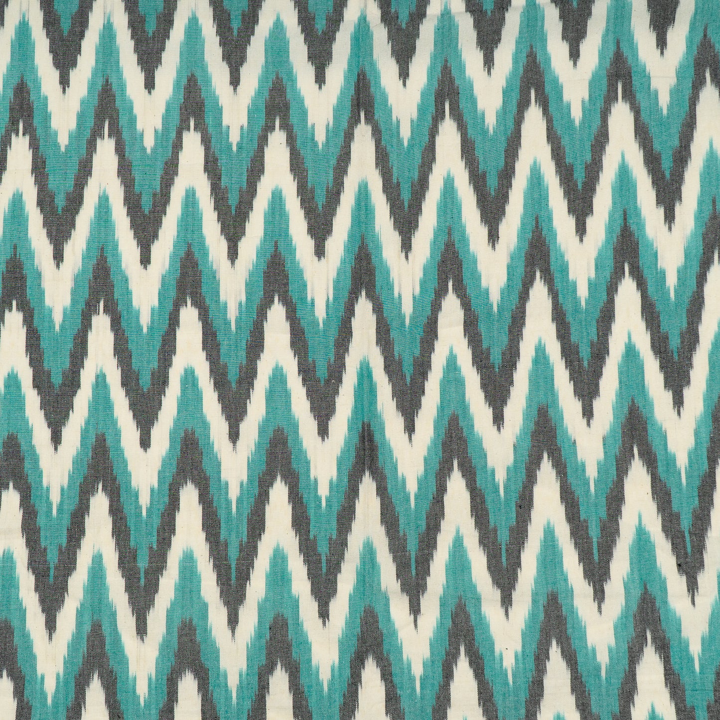 Green & White Chevron Thick Cotton Handloom Ikat (Sku: IK-317)
