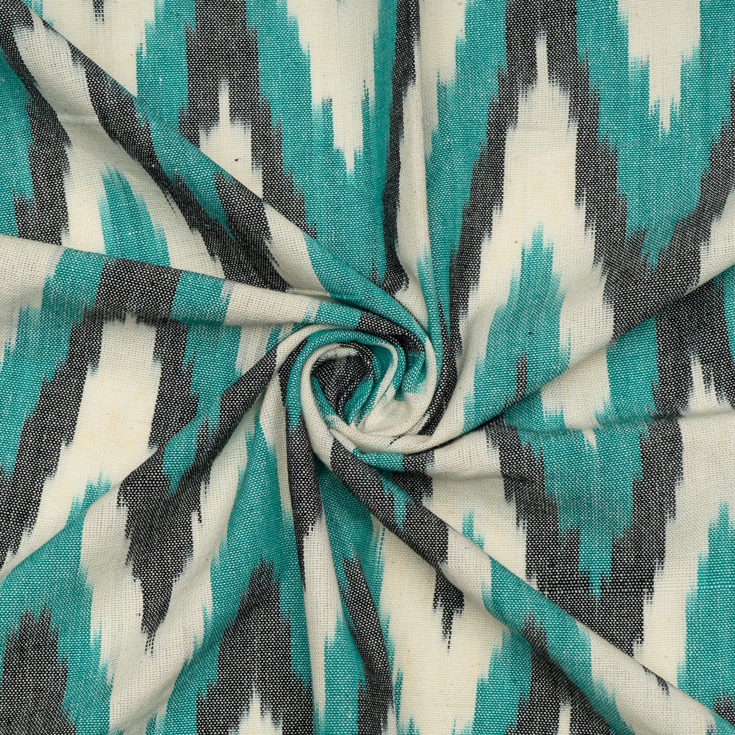 Green & White Chevron Thick Cotton Handloom Ikat (Sku: IK-317)