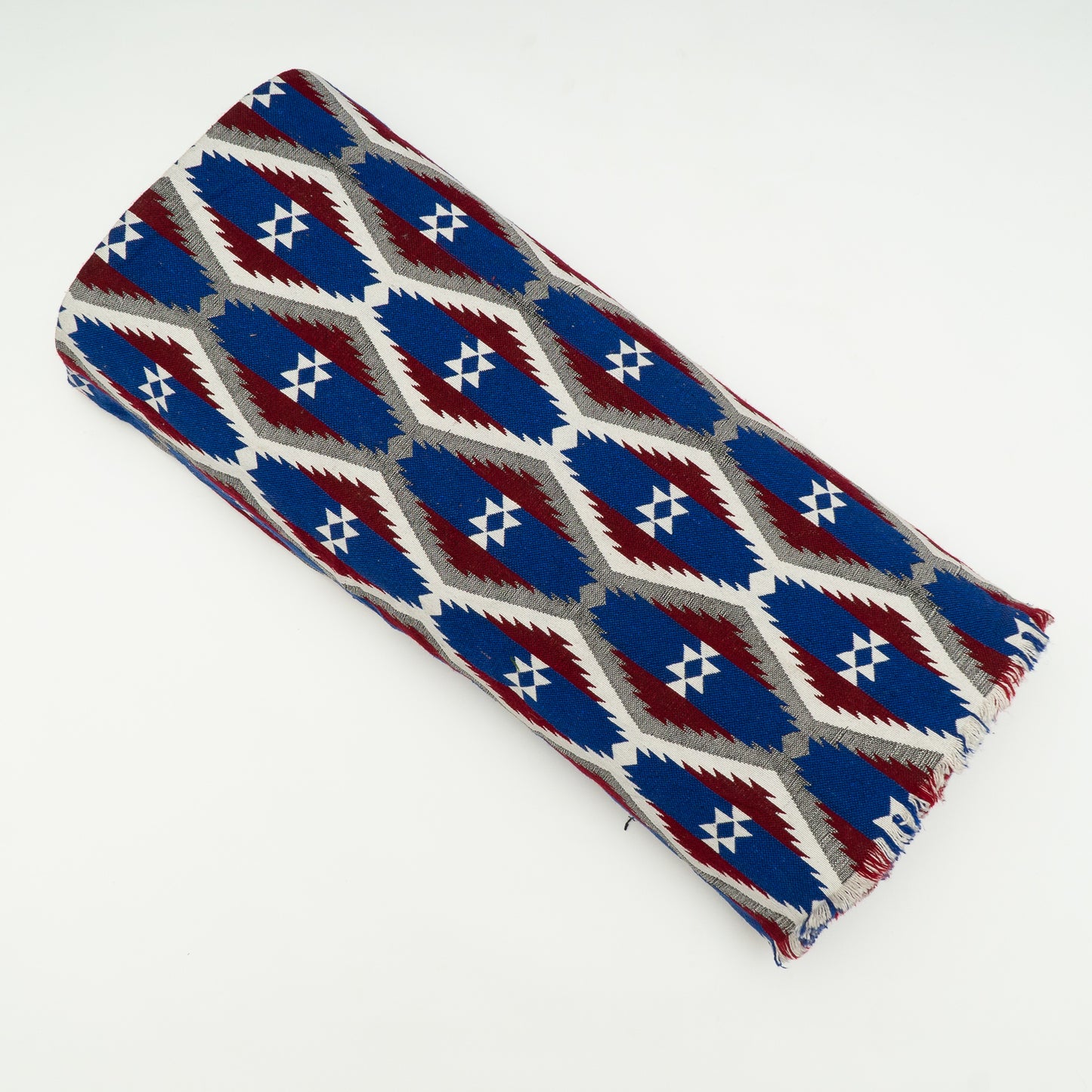 Blue & Red Cotton Blend Jacquard | SKU: JDD-374