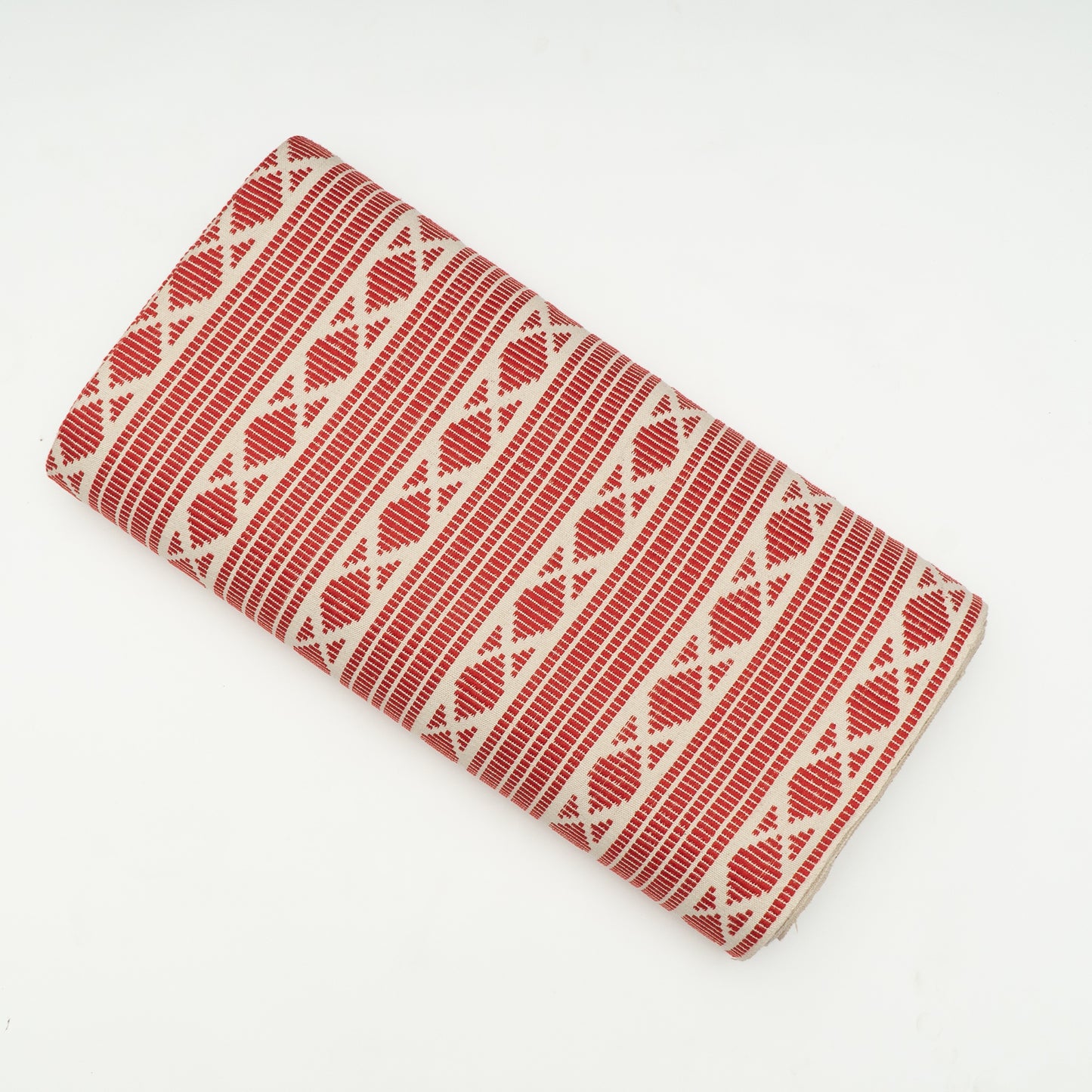 Red & White Cotton Blend Jacquard | SKU: J-481