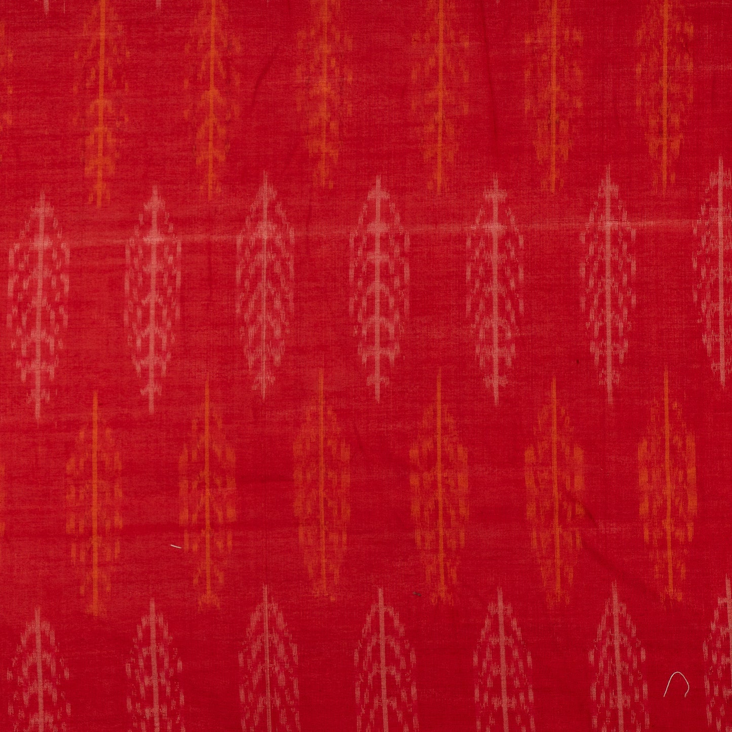 Red Cotton Silk Blend Fine Quality Handloom Ikat (Sku: IK-176)