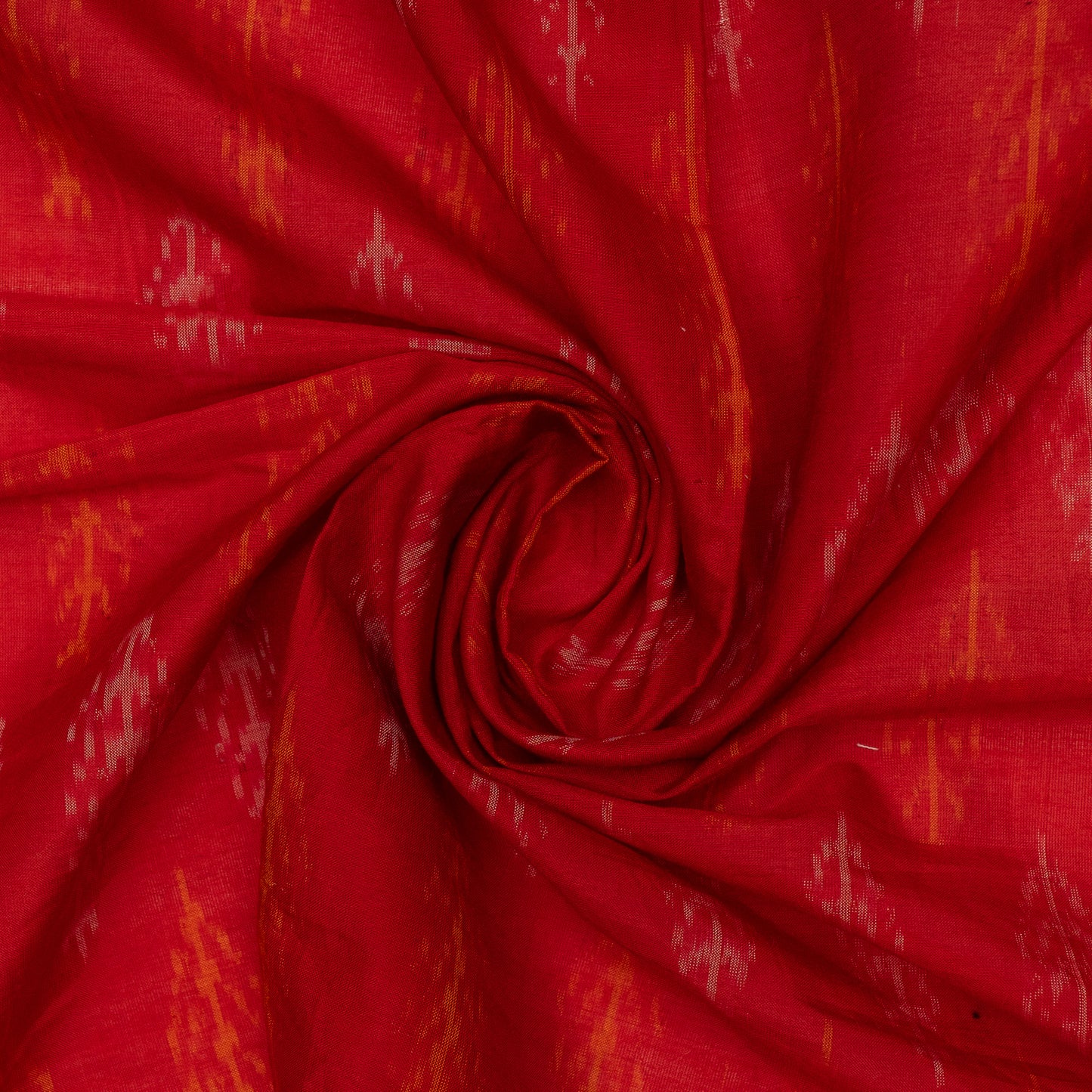Red Cotton Silk Blend Fine Quality Handloom Ikat (Sku: IK-176)