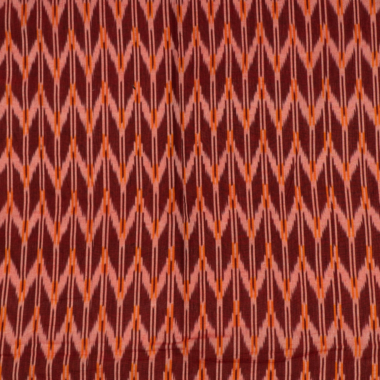 Maroon & Mustard Chevron Stripe Cotton Woven Handloom Ikat (Sku: IK-143)
