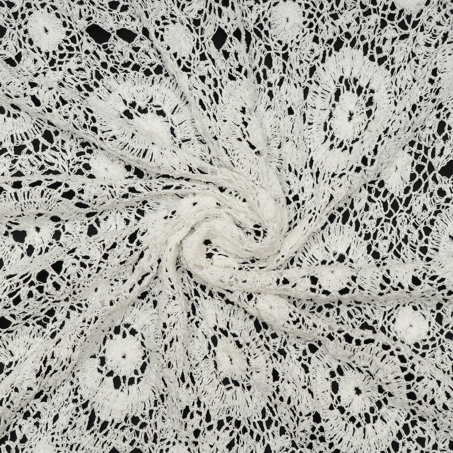 White Dyeable Cotton Hand Crochet Fabric (2 Meter Pannel)