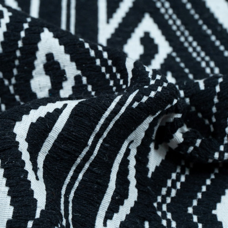 Black & White Cotton Jacquard Fabric (Sku:JDD-432)
