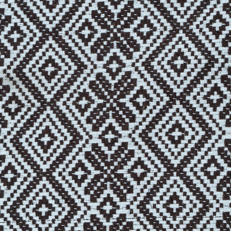 Brown & White Diamond Cotton Jacquard Fabric (Sku: JDD-246)