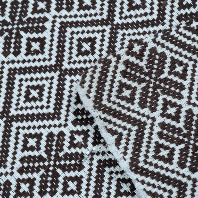 Brown & White Diamond Cotton Jacquard Fabric (Sku: JDD-246)