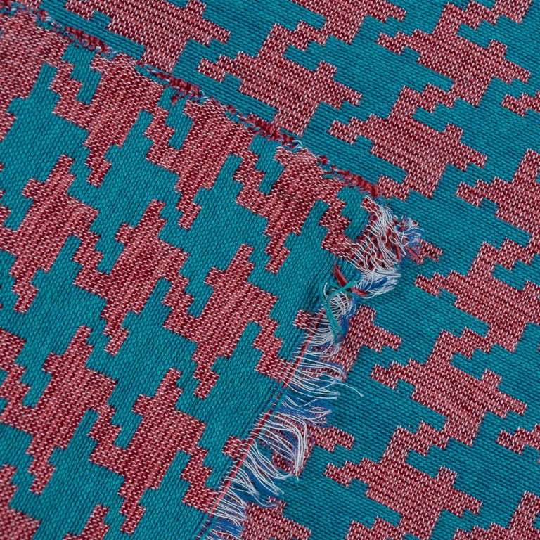 Blue Houndstooth Cotton Jacquard (Sku: J-403)