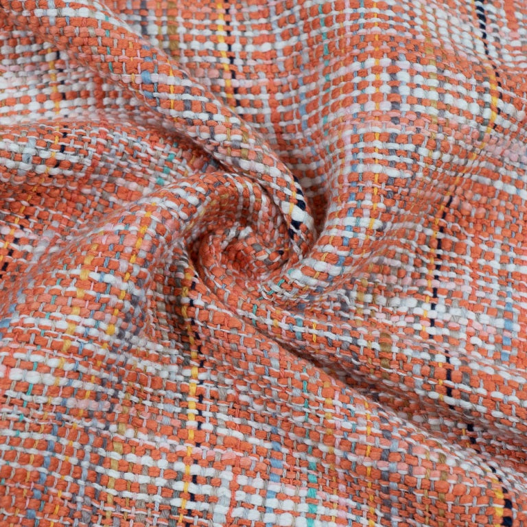 Orange Tweed Cotton Blend Jacquard (Sku: J-214)