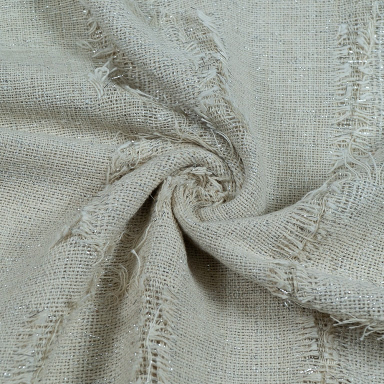 Cotton Lurex Natural Dyeable Cutwork Jacquard (Sku: J-395)
