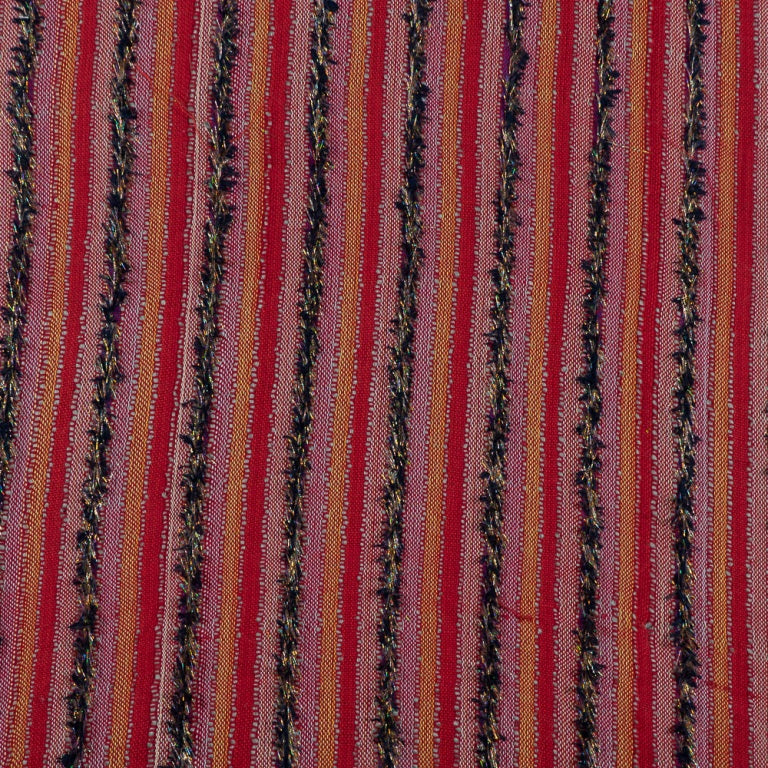 Pink & Red Tufting Cotton Stripe Jacquard Fabric (Sku: JD-12)