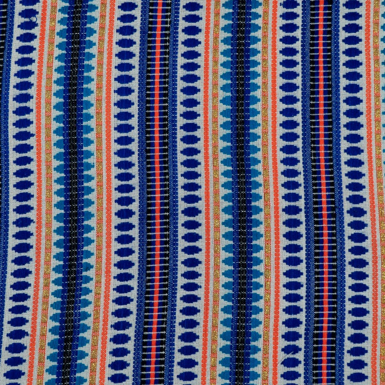 Blue & Orange Cotton Blend Capsule Jacquard | SKU: J-406