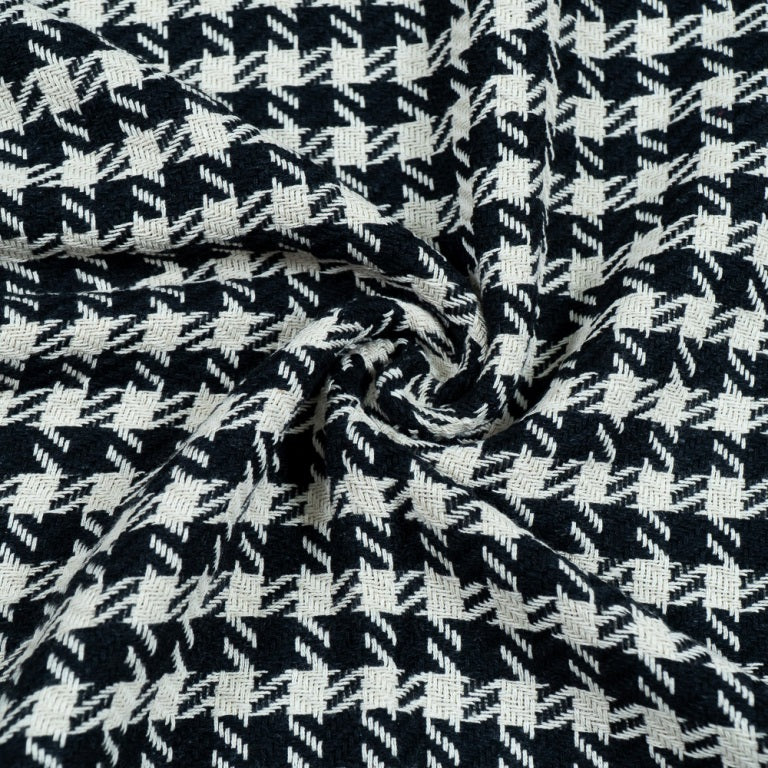Black & White Cotton Houndstooth Jacquard (Sku: J-414)