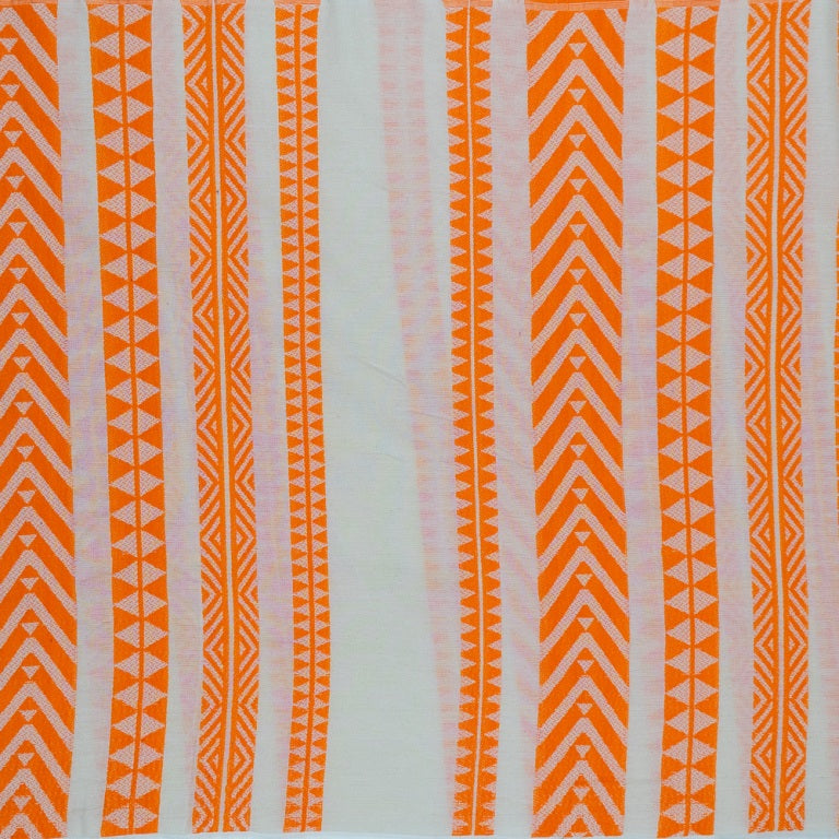 Orange & White Cotton Acrylic Blend Jacquard | SKU: JDD-242