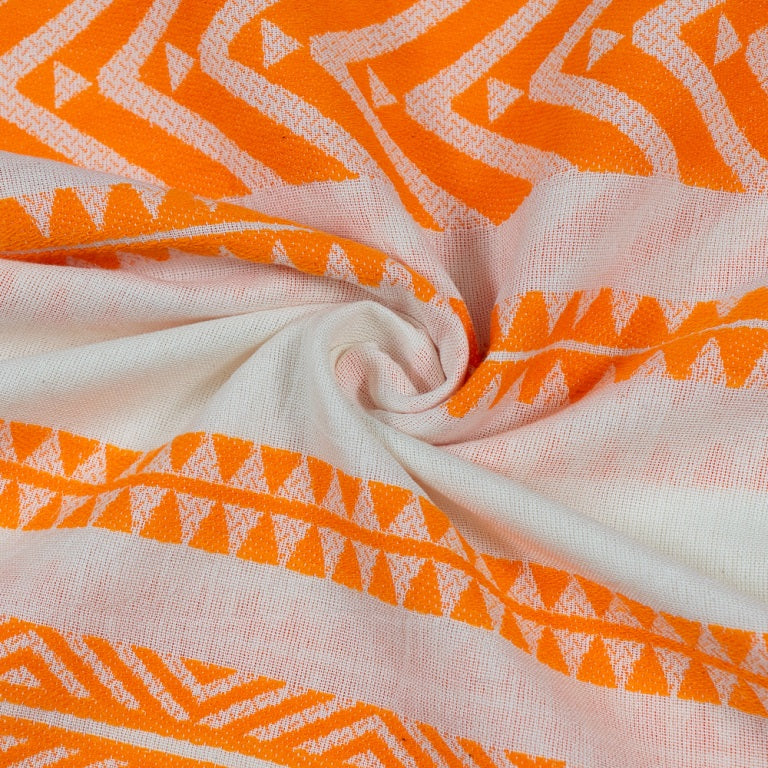 Orange & White Cotton Acrylic Blend Jacquard (Sku: JDD-242)