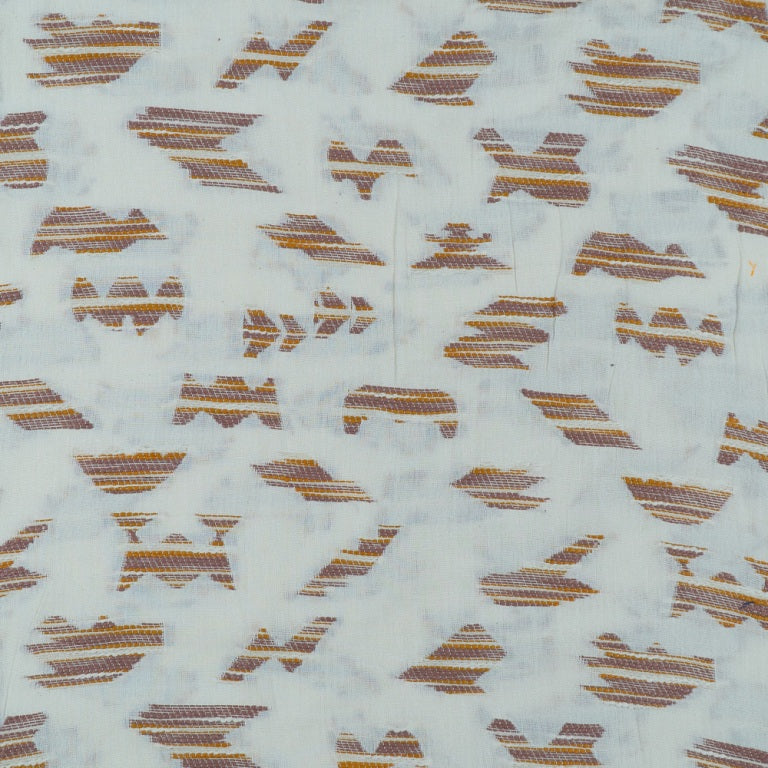 White & Brown, Yellow Cotton Jacquard Fabric (Sku: JD-63)
