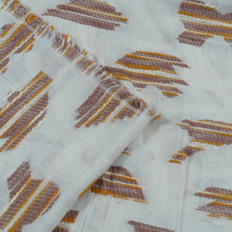 White & Brown, Yellow Cotton Jacquard Fabric (Sku: JD-63)