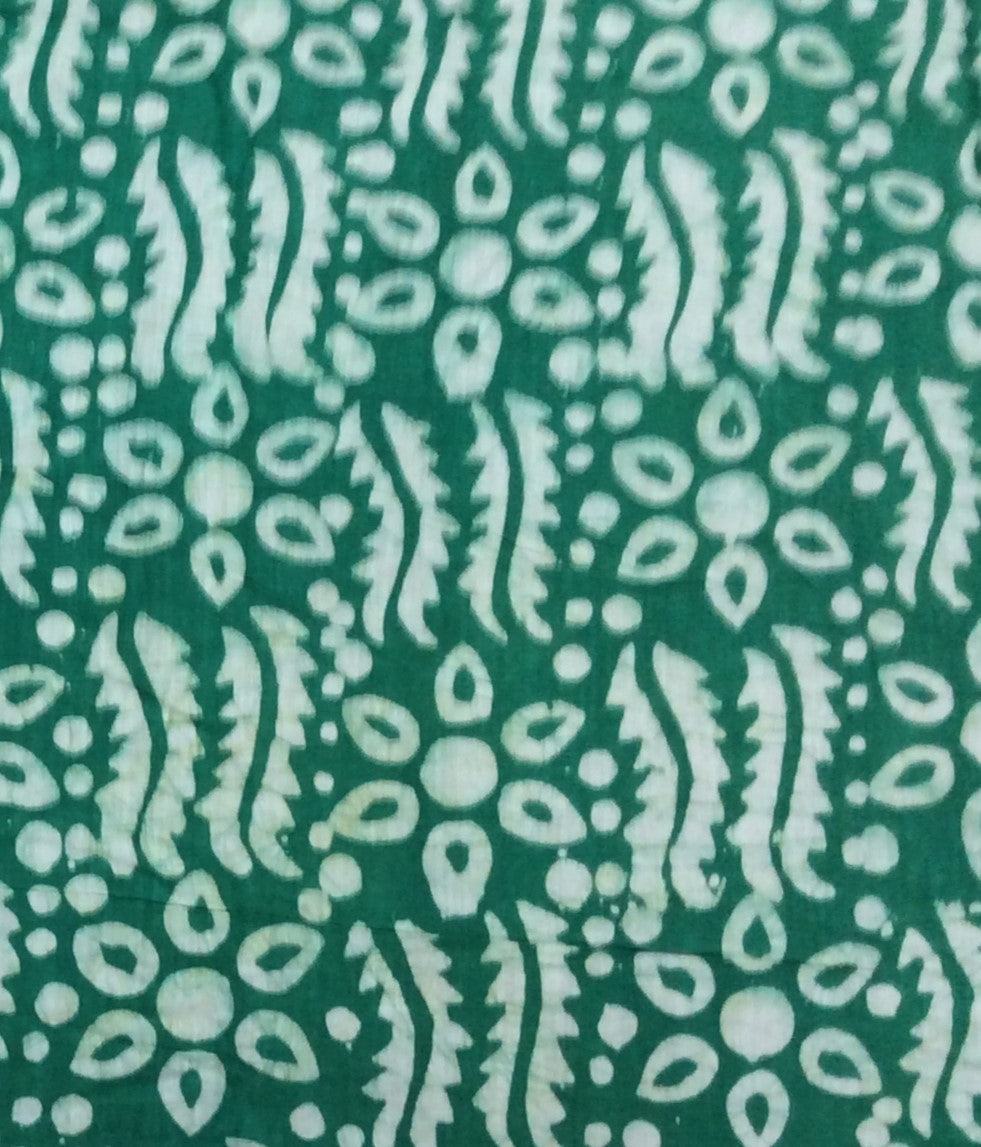 Green color Cotton Hand Block Print Fabric (SKU: B-104)