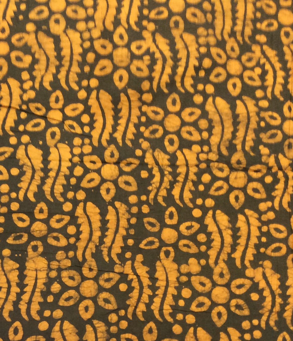 Yellow, Black Hand Block Print Cotton Fabric (SKU: B-108)