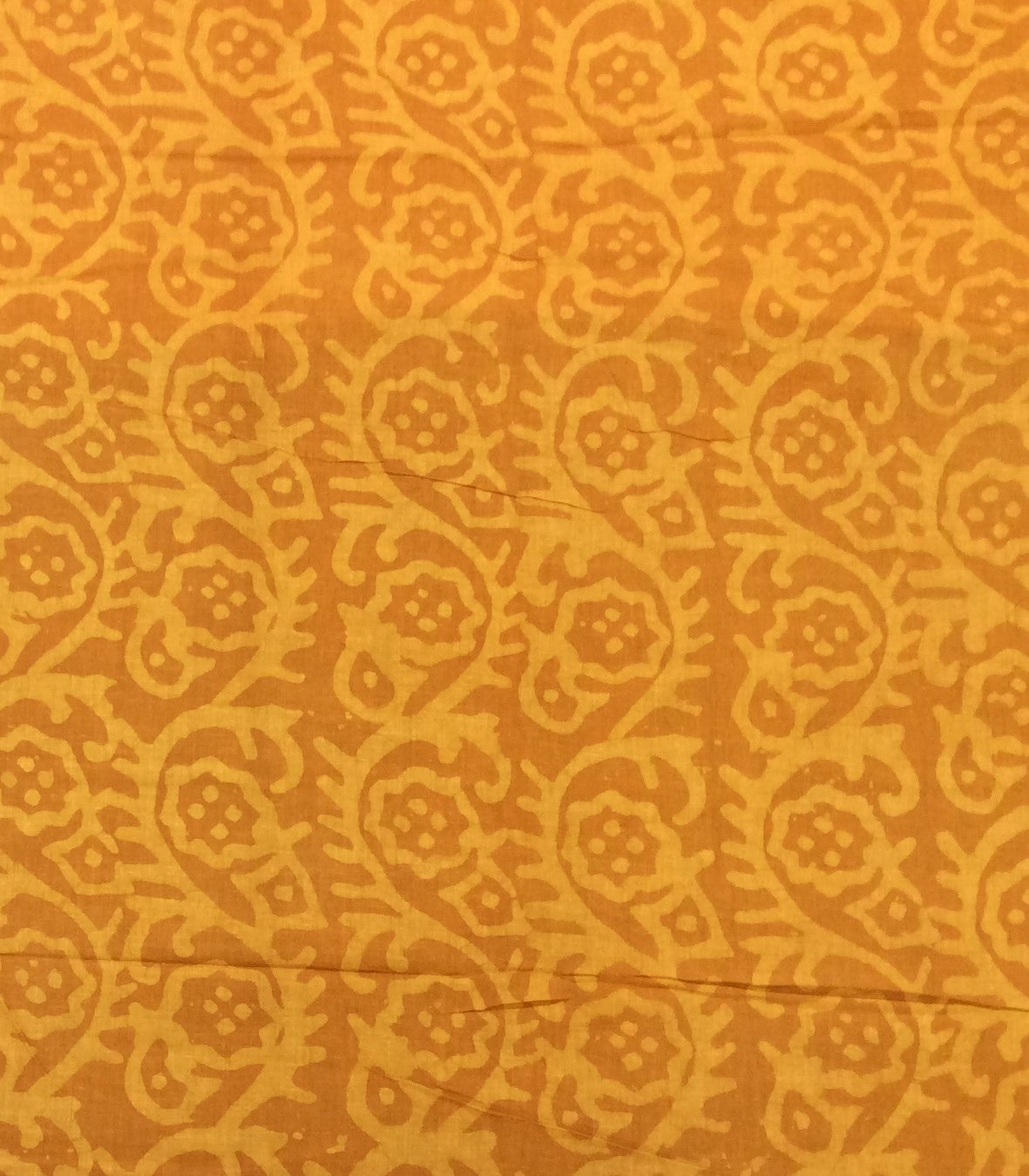 Yellow color Cotton Hand Block Print Fabric (SKU: B-117)
