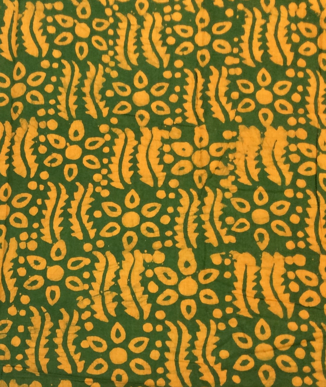 Green, Yellow color Cotton Hand Block Print Fabric (SKU: B-119)