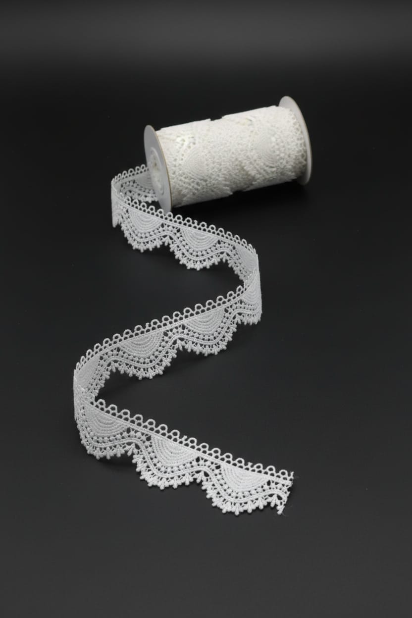 White Cotton Dyeable Chemical lace ( Width : 2 Sku: Ch-152 )