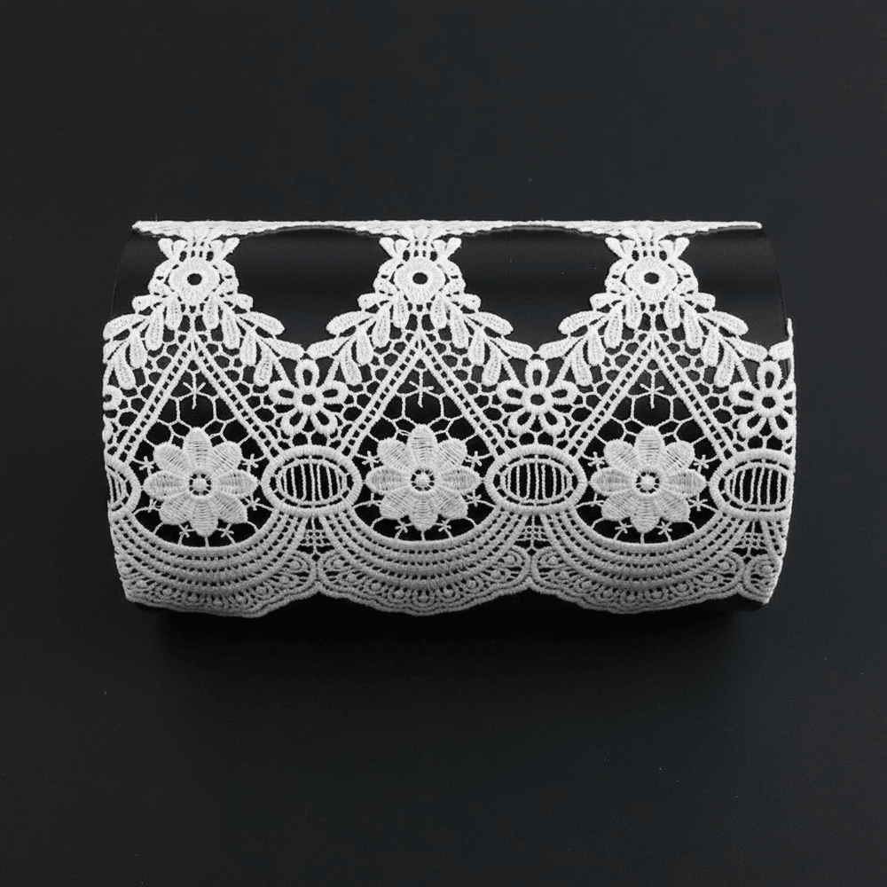 White Cotton Dyeable Chemical lace (Width : 5.5 Inch & Sku: Ch-18)