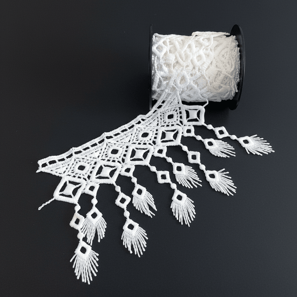 White Cotton Dyeable Chemical lace (Width : 4 Inch & Sku: Ch-22)