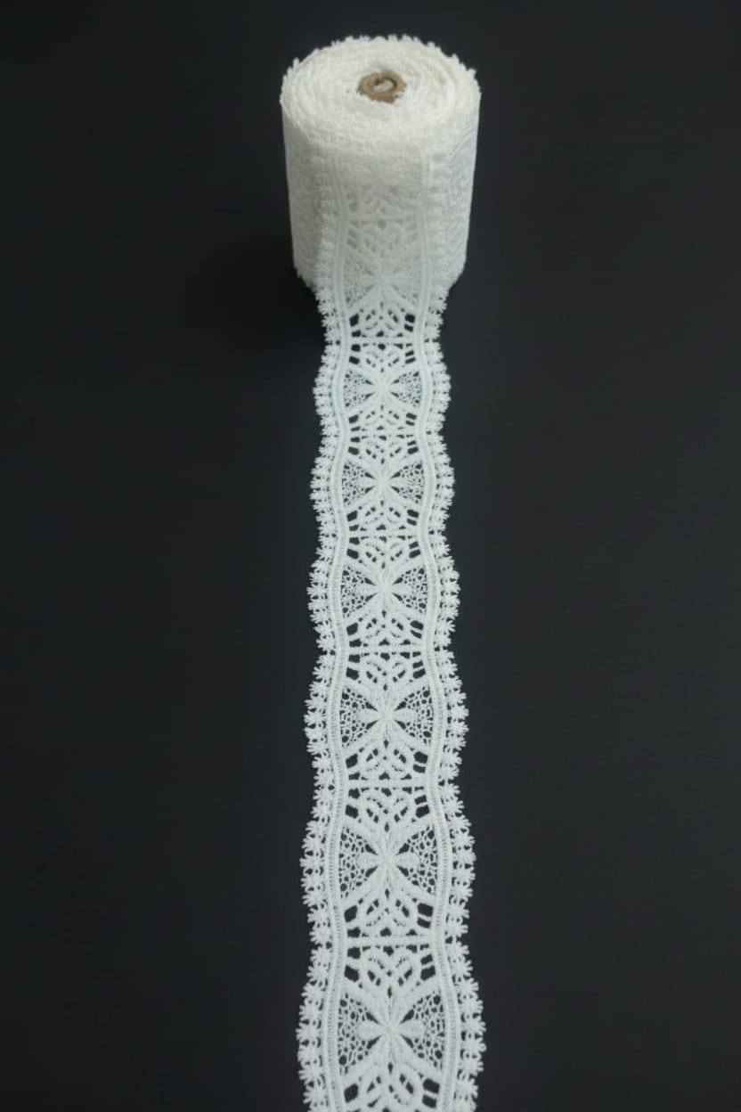 White Cotton Dyeable Chemical lace (Sku: Ch-29)