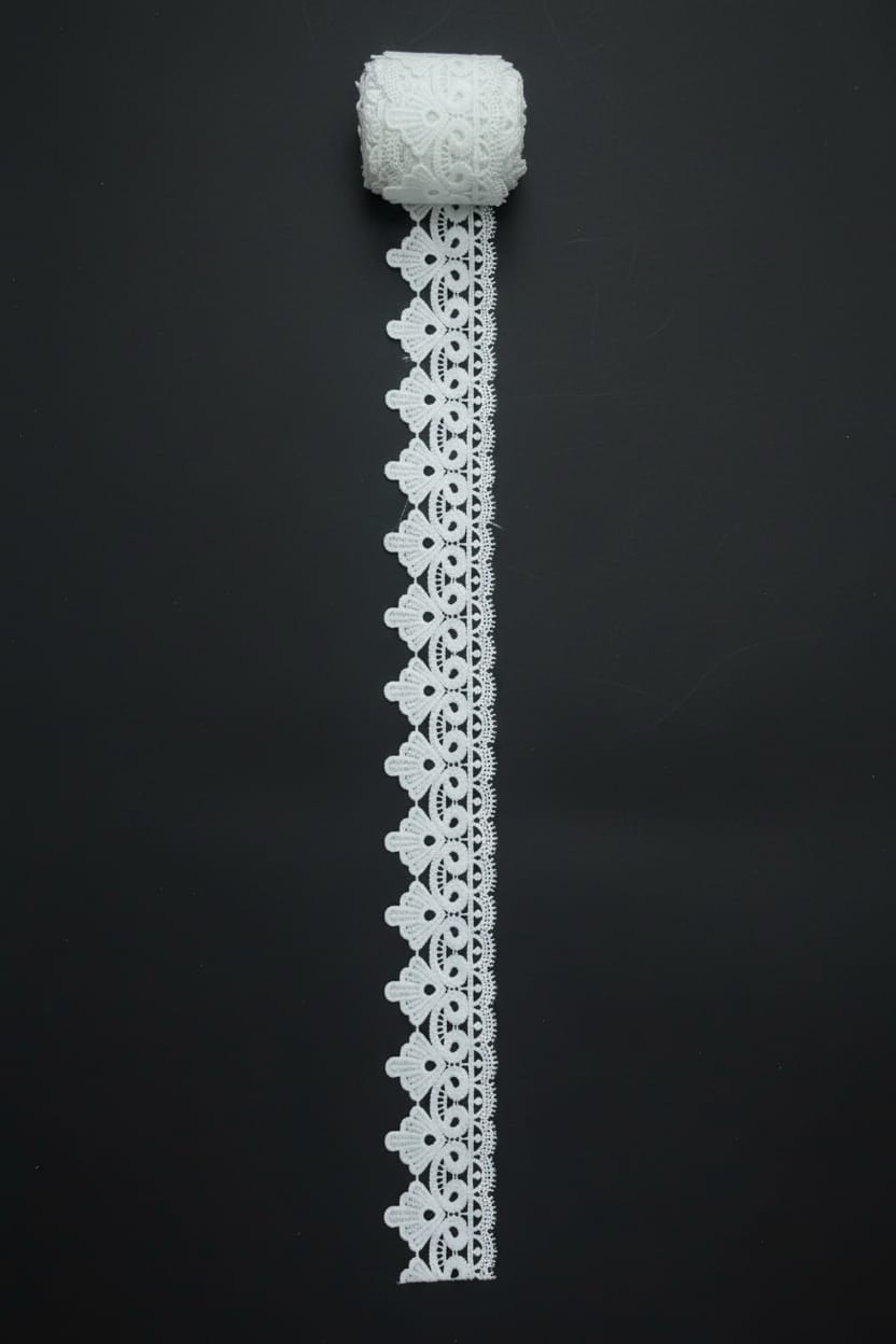White Cotton Dyeable Chemical lace ( Width : 2 Inch & Sku: Ch-6)