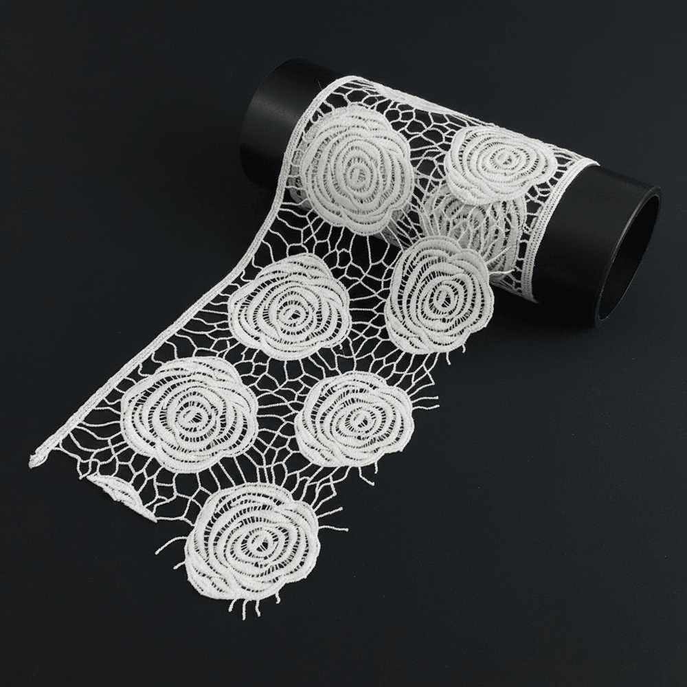 White Cotton Dyeable Chemical Lace (Width : 8 Inch & Sku: Ch-94)