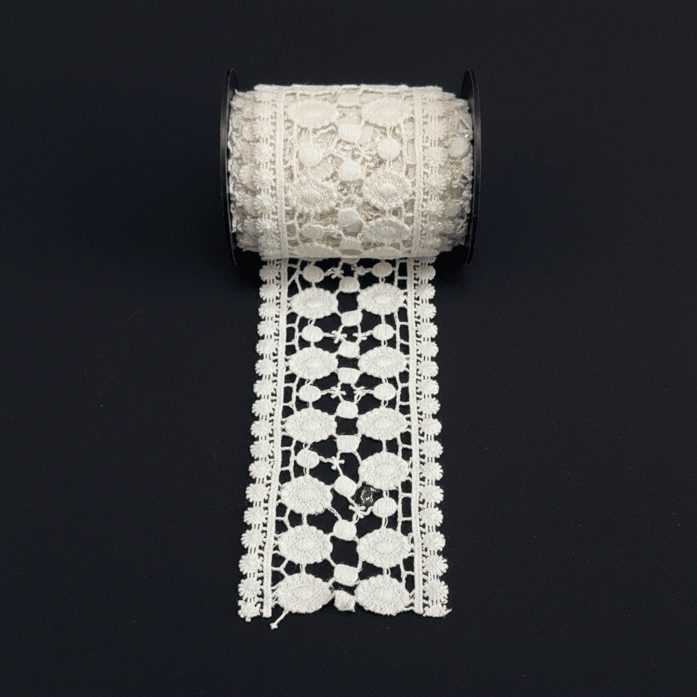 White Cotton Dyeable Chemical lace (Width : 3 Inch & Sku: Ch-97)