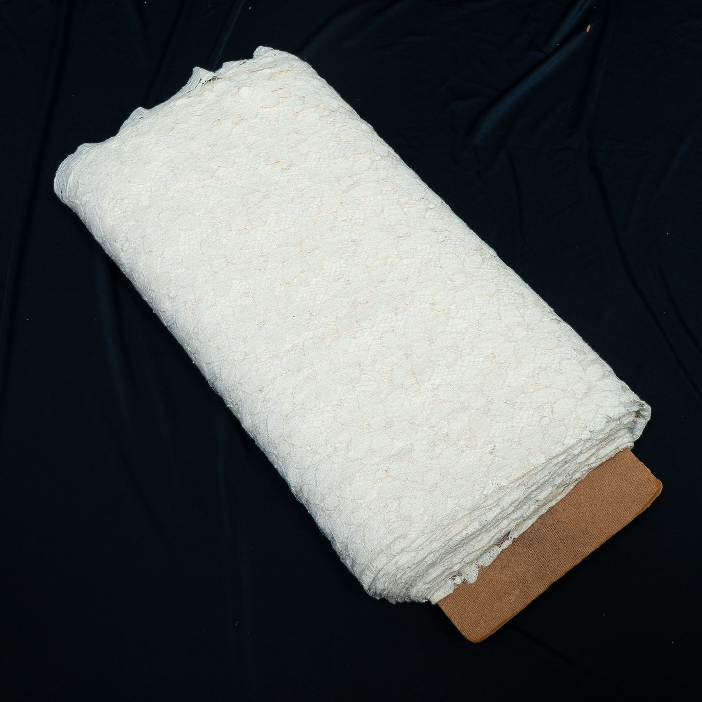 Off White Floral Design Dyeable Cotton Nylon Net | SKU: CN-8