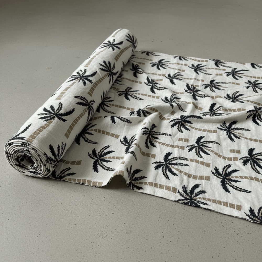 White & Black Tropical Cotton Blend Jacquard (SKU: JDD-494)
