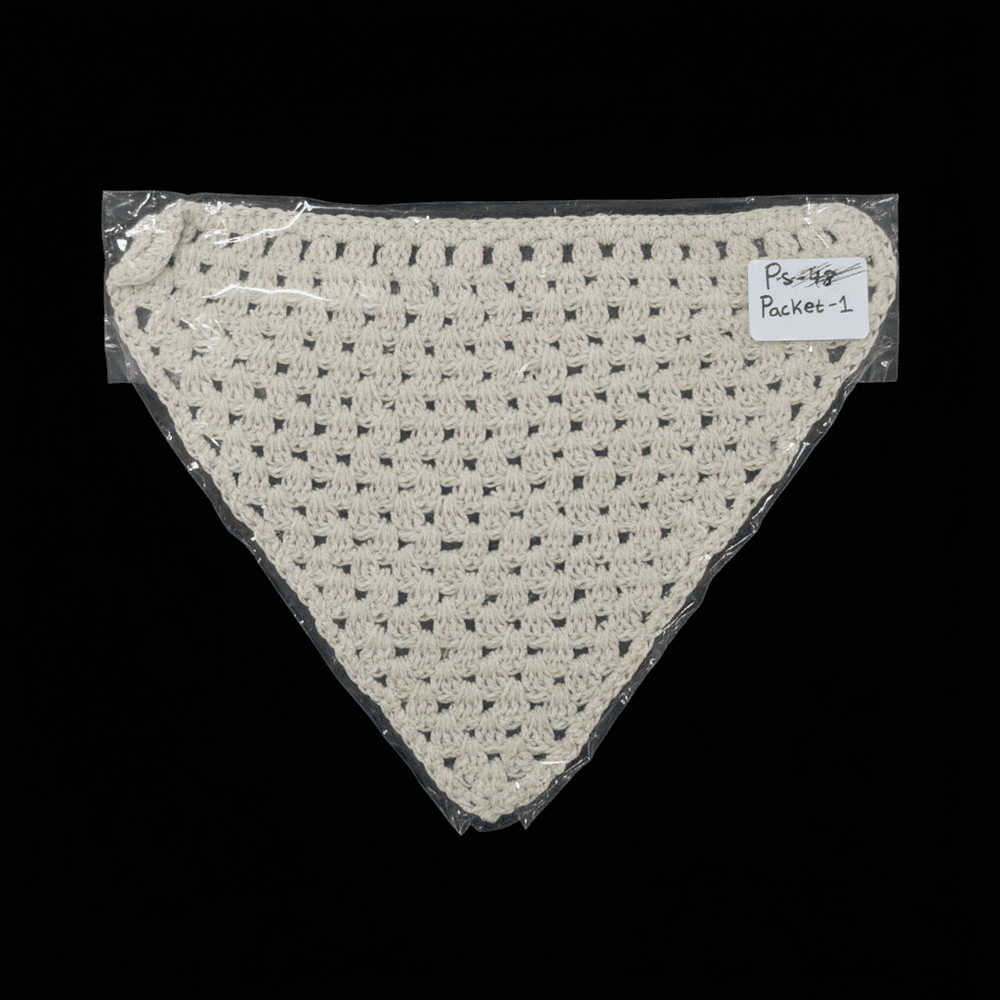 Off White Dyeable Cotton Hand Crochet ( Width : 6 inch & Lenght : 5 Inch )