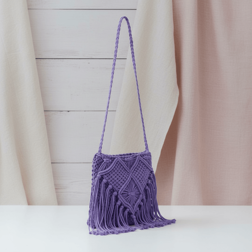 Purple color Hand Crochet Sling Bag