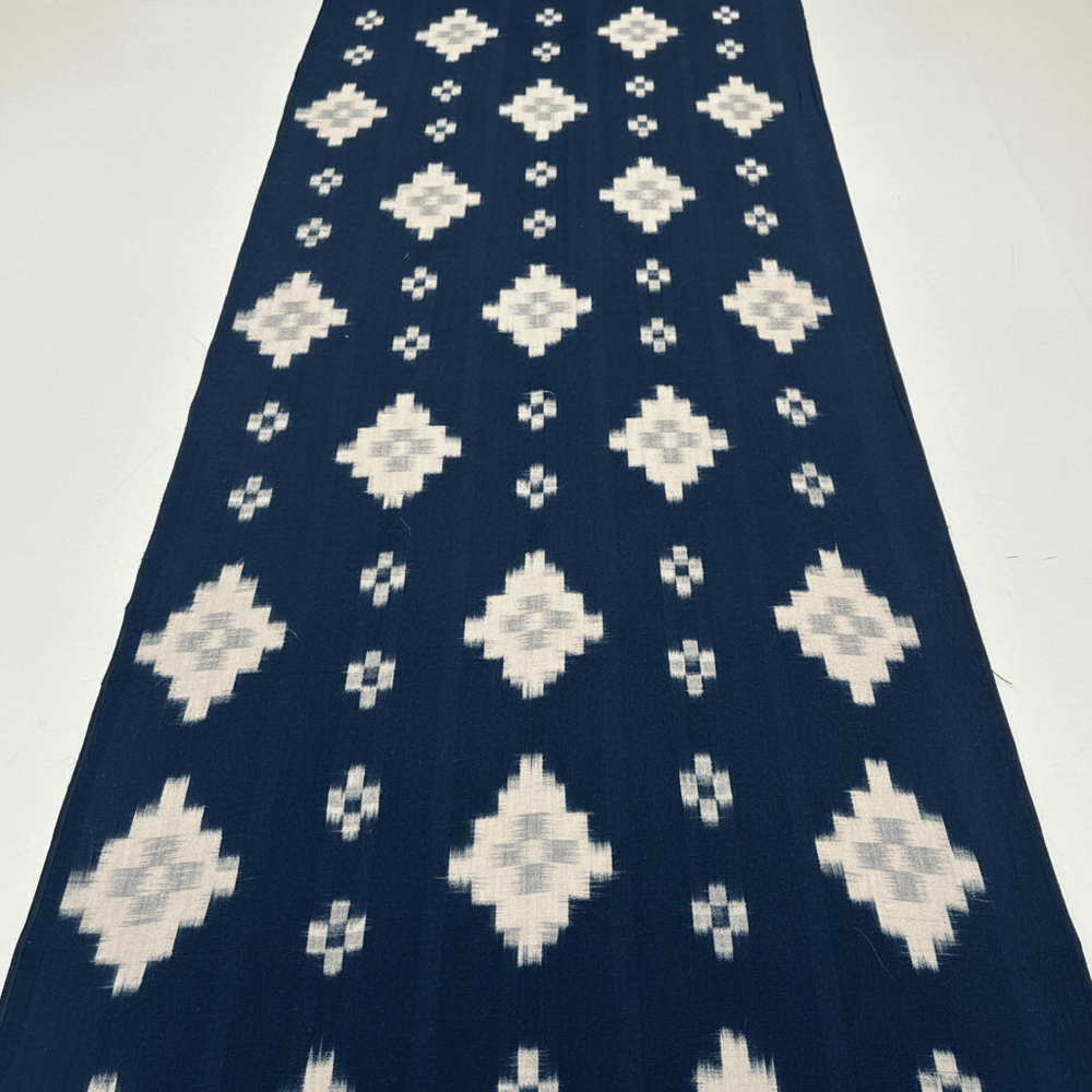 Black & Beige Cotton Handwoven Ikat | 1 Meter (SKU: IKK-633)